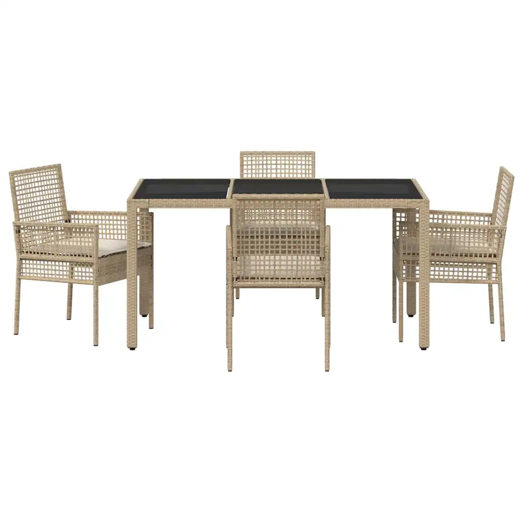Set da Pranzo per Giardino 5 pcs Beige polyrattan 3334889