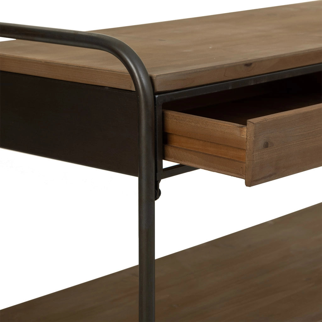 Credenza in legno e metallo marrone 149x38x58h cm