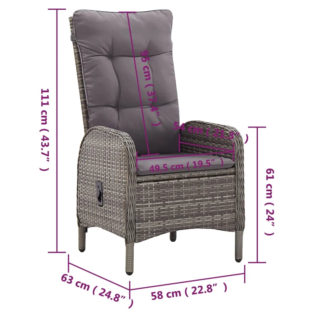 Set da Pranzo per Giardino 11 pz Polyrattan Grigio cod mxl 43047