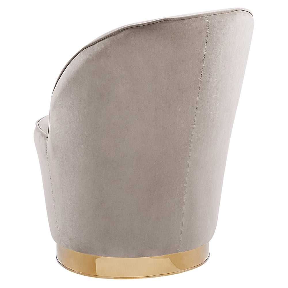 Poltrona in velluto beige con base in metallo dorato Sedia a vasca con tondo Glam Retro Living Room