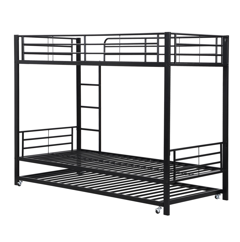 Letto a castello 204x95x160 cm con letto estraibile; metallo nero