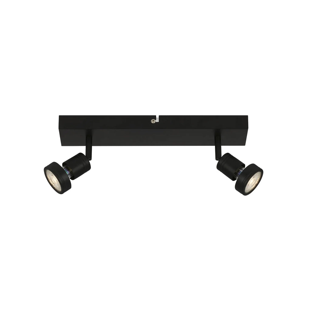 Spot Nordico Rugi Metallo Nero 2 Luci Gu10 3000K