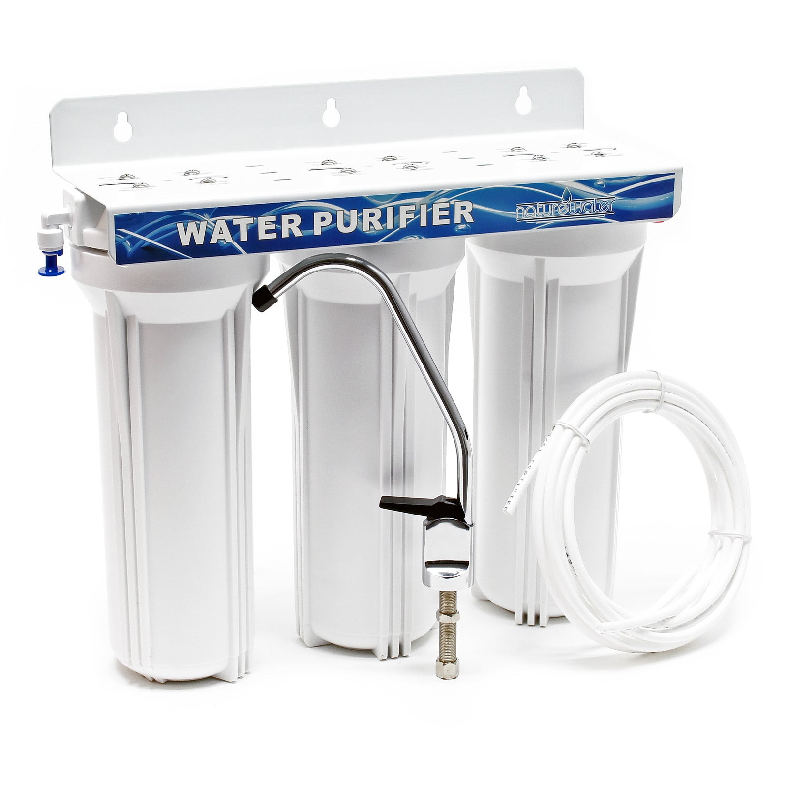 Naturewater Filtro dell'acqua a 3 livelli NW-PR303, con cartucce filtranti da 254 mm, con rubinetto