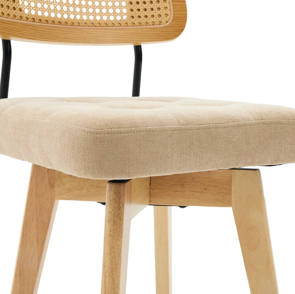 Sedia girevole 43x50x77 cm a 360 gradi in chenille khaki