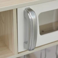 Cucina Giocattolo in Legno per Bambini con Lavandino e Fornelli, Pentole e Utensili in Acciaio, 74x30x81cm, Bianco