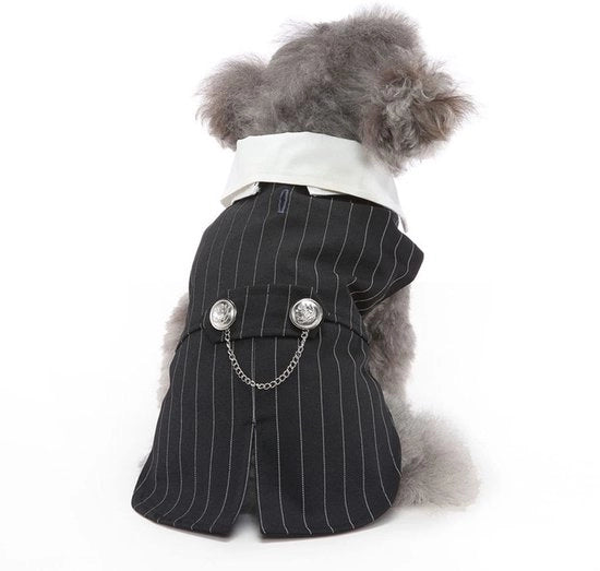 Abbigliamento per cani a stile smoking - Tuxedo - Adatto a piccoli/medi cani - Chiusura a catena elegante - Abito da festa per cani