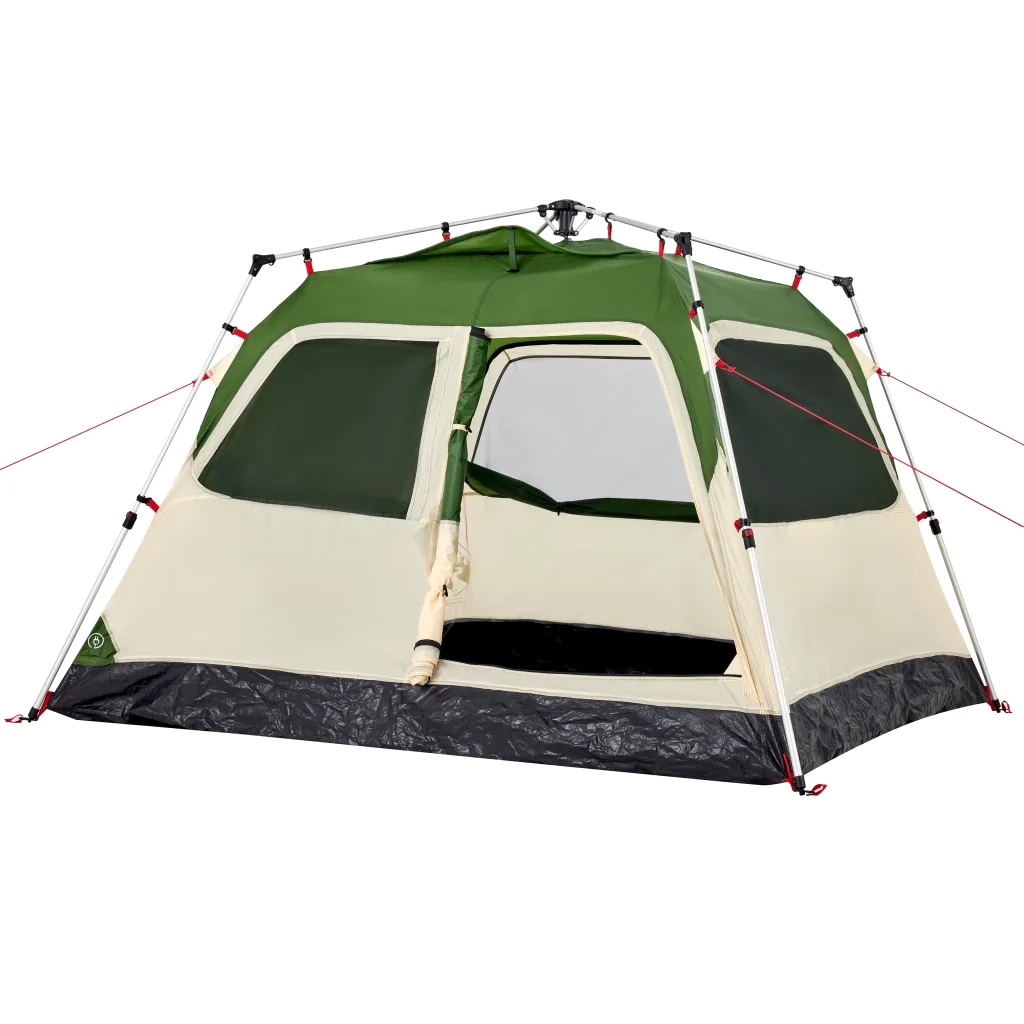 Tenda a Cupola da Campeggio 4 Persone-Tenda per Escursionismo Verde a Rilascio Rapido 252190