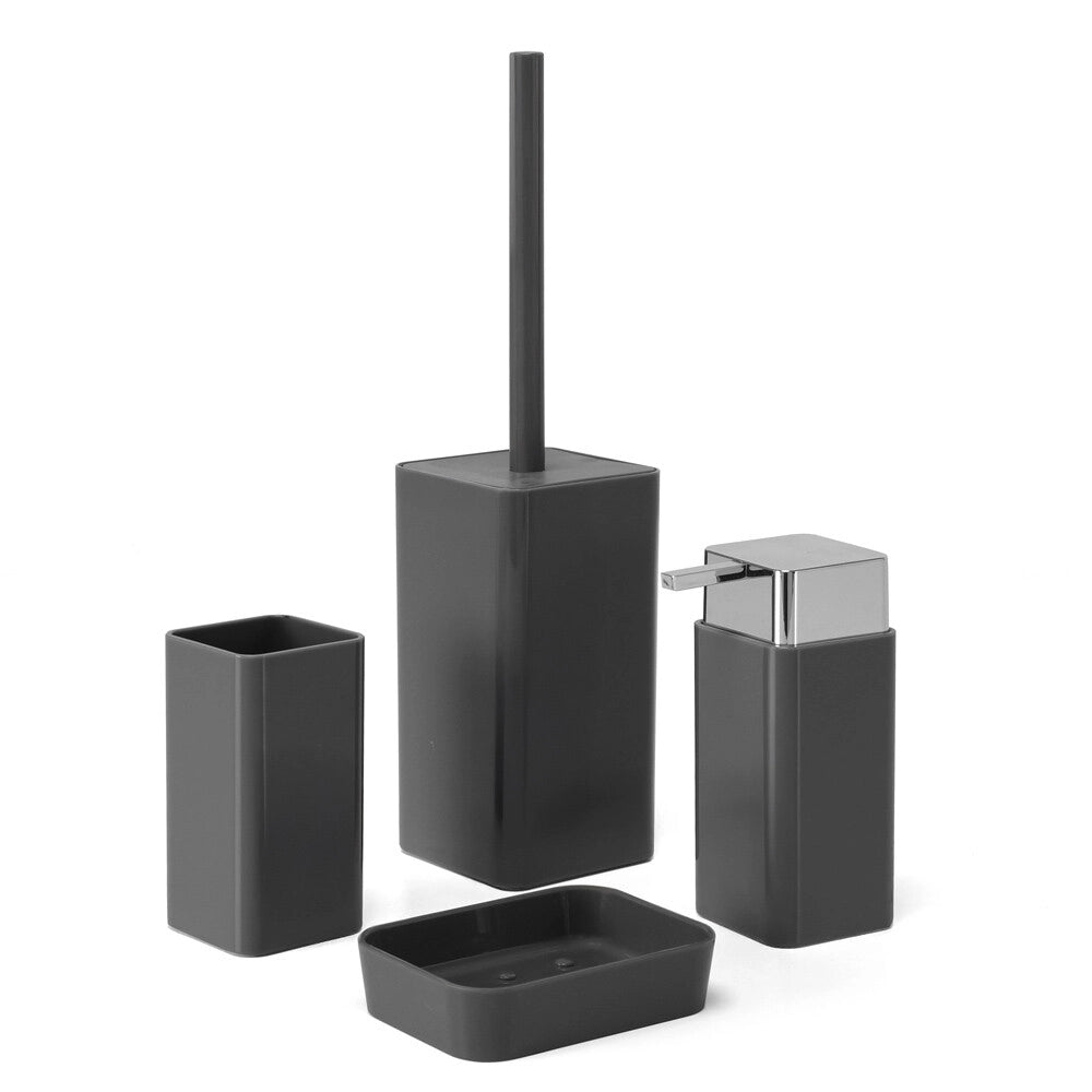 Dispenser sapone grigio e cromo in plastica Star