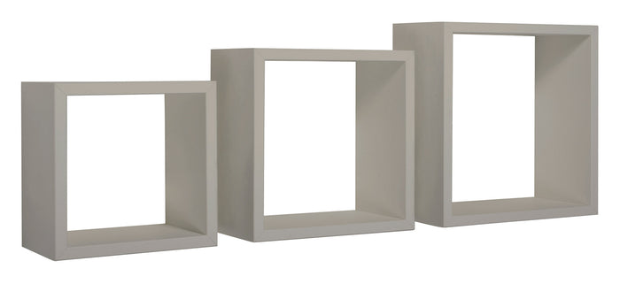 Set 3 Mensole da Parete Cubo in Fibra di Legno Incubo Marrone Talpa