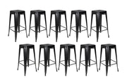 Set di 10 sgabelli bar cucina industriali in metallo nero, sgabelli impilabili - Maggie