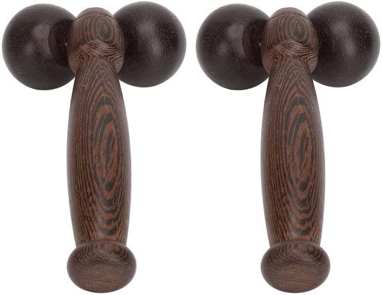 Massaggiatore per il viso a doppia palla in legno - 2 pezzi - Manico ergonomico - Portatile per cura della pelle - Massaggiatore a palla per il viso