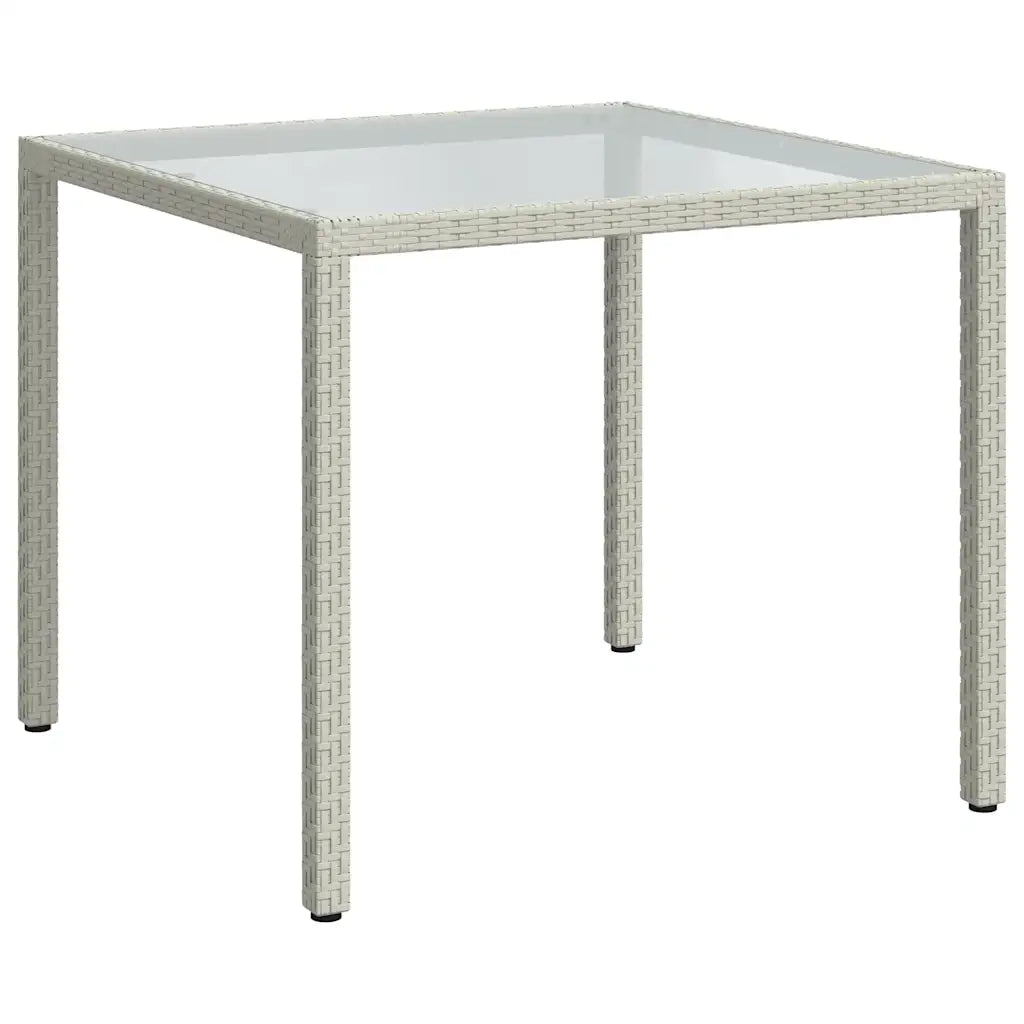 Tavolo Giardino 90x90x75 cm Vetro Temperato e Polyrattan Bianco cod mxl 34279