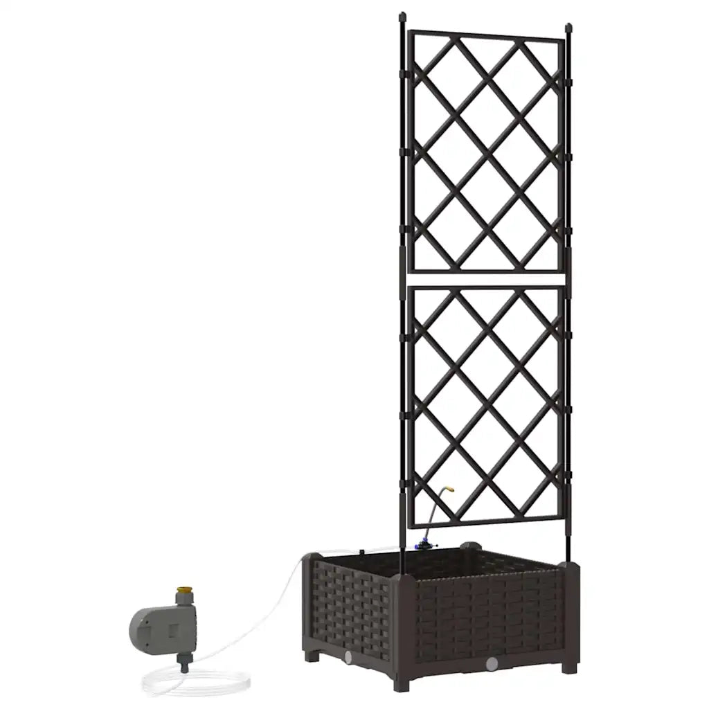 Fioriere | Cassetta per fiori | Vaso da giardino Marrone 40 x 40 x 126 cm Plastica