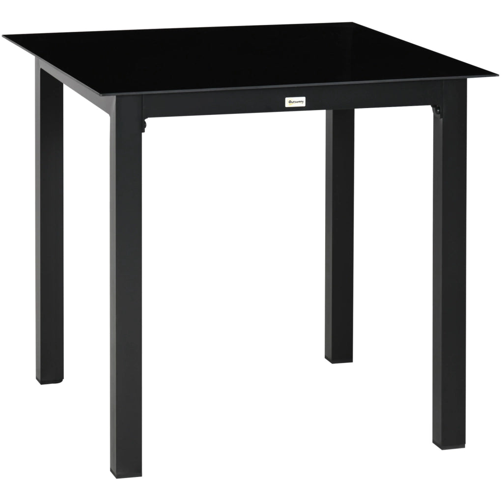 Tavolo da giardino quadrato 80x80x74 cm in alluminio nero per 4 persone