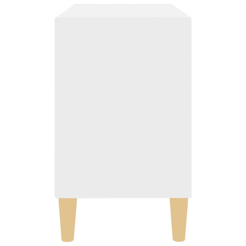 Mobile TV con Gambe in Legno Massello Bianco 69,5x30x50 cm 805923