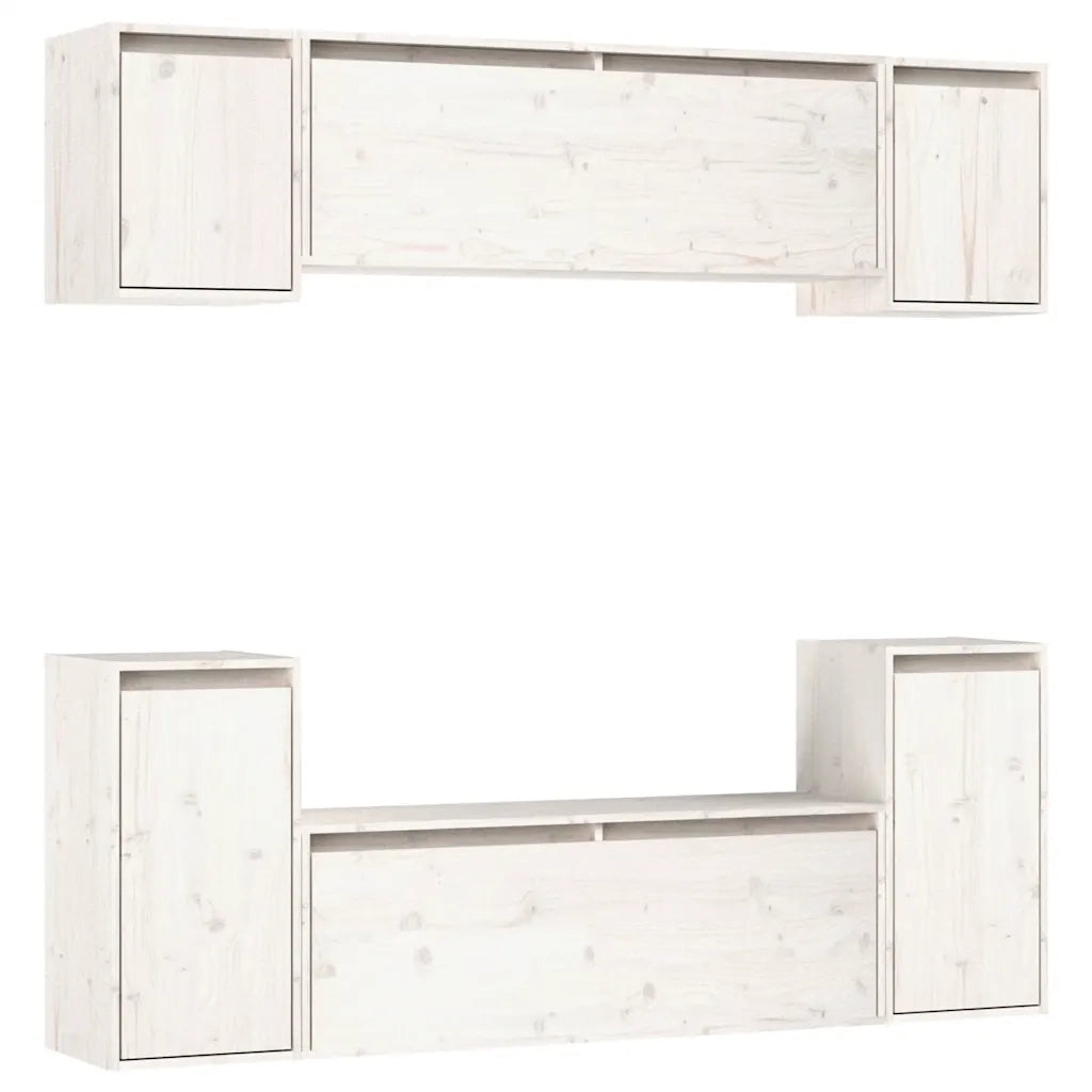 Mobili Porta TV 6 pz Bianchi in Legno Massello di Pino 3100190