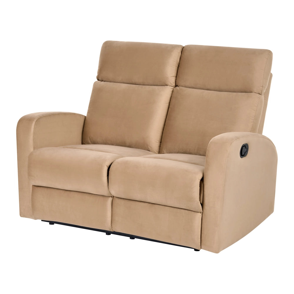 Divano 2 posti con schienale reclinabile manualmente in velluto marrone chiaro design moderno glamour soggiorno
