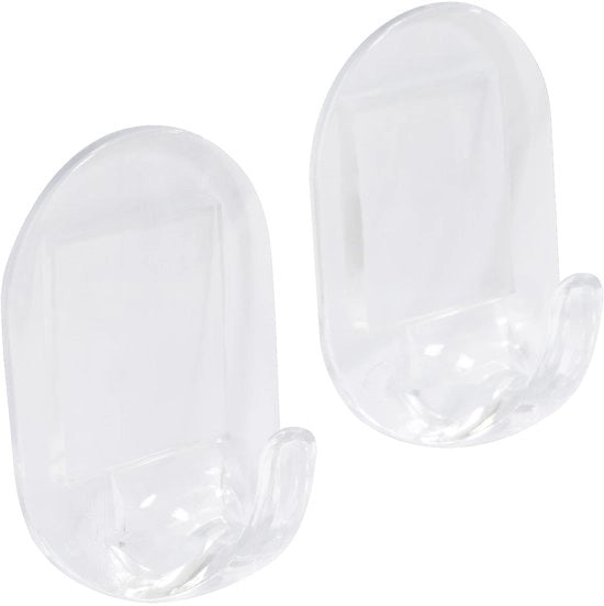 Set di 2 Wandhaken Selfadesivo - 33 x 50 mm - Muro per Bagno/Cucina - Spaziale - Plastico Translucido
