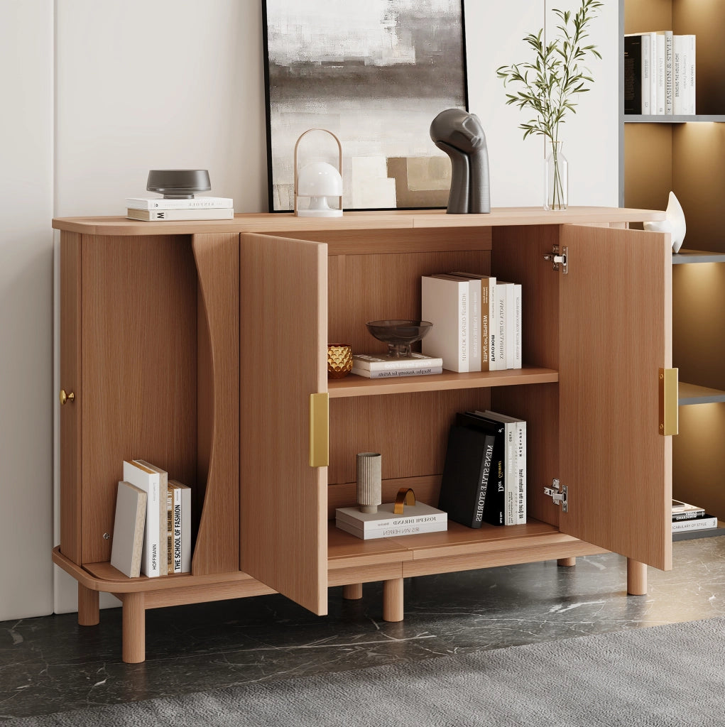 Credenza con ante scorrevoli e angoli arrotondati, 140 x 40 x 88 cm