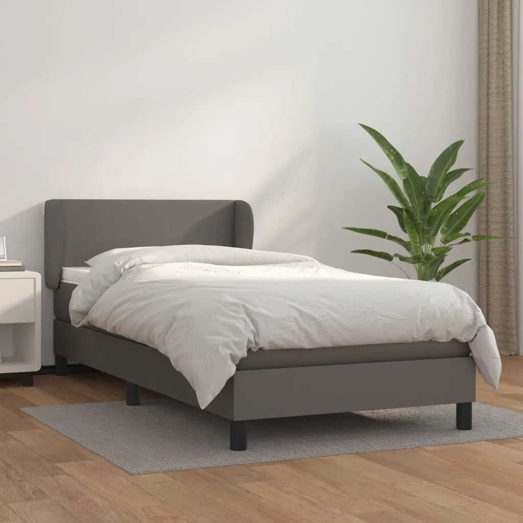 Giroletto a Molle con Materasso-Struttura Letto Grigio 90x190 cm in Similpelle 932481