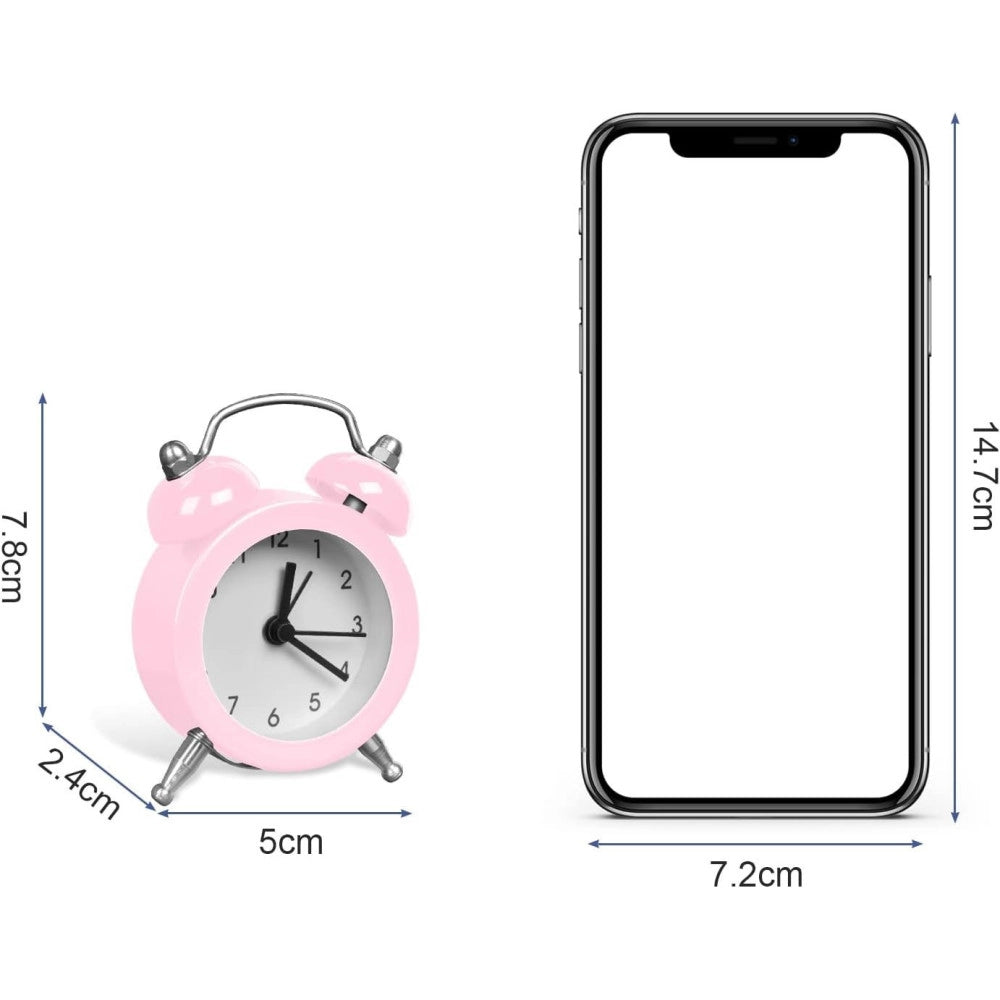 Trade Shop - Mini Sveglia Analogico Da Tavolo Piccola Orologio Allarme Sonoro -