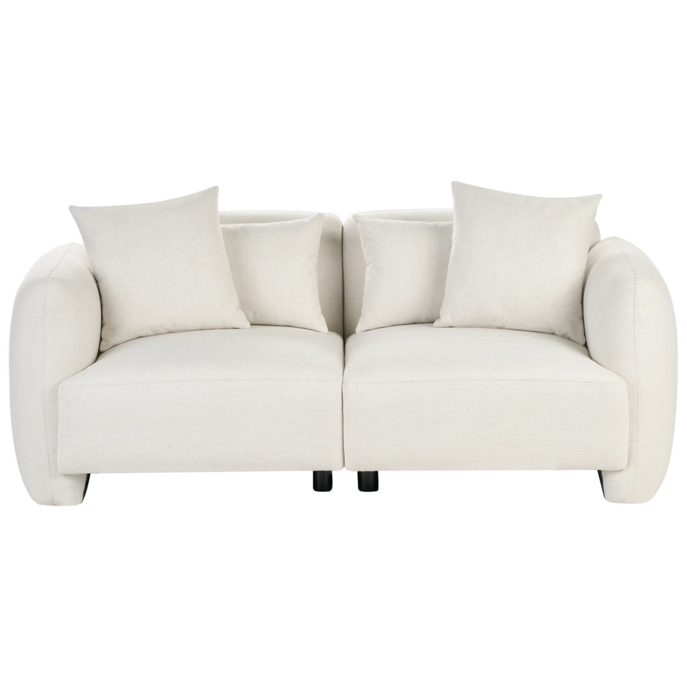 Divano imbottito minimalista a profilo ribassato a 3 posti con seduta profonda bianco sporco stile minimalista
