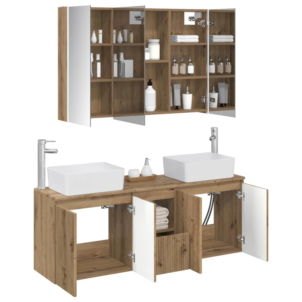 Set di Armadi da Bagno 4 pcs Rovere Artigianale 3406430