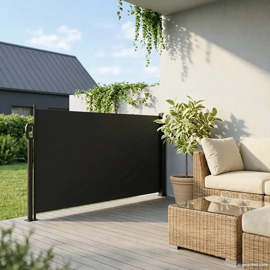 Tenda da Sole Laterale Retrattile Nera 120x500 cm 4004399