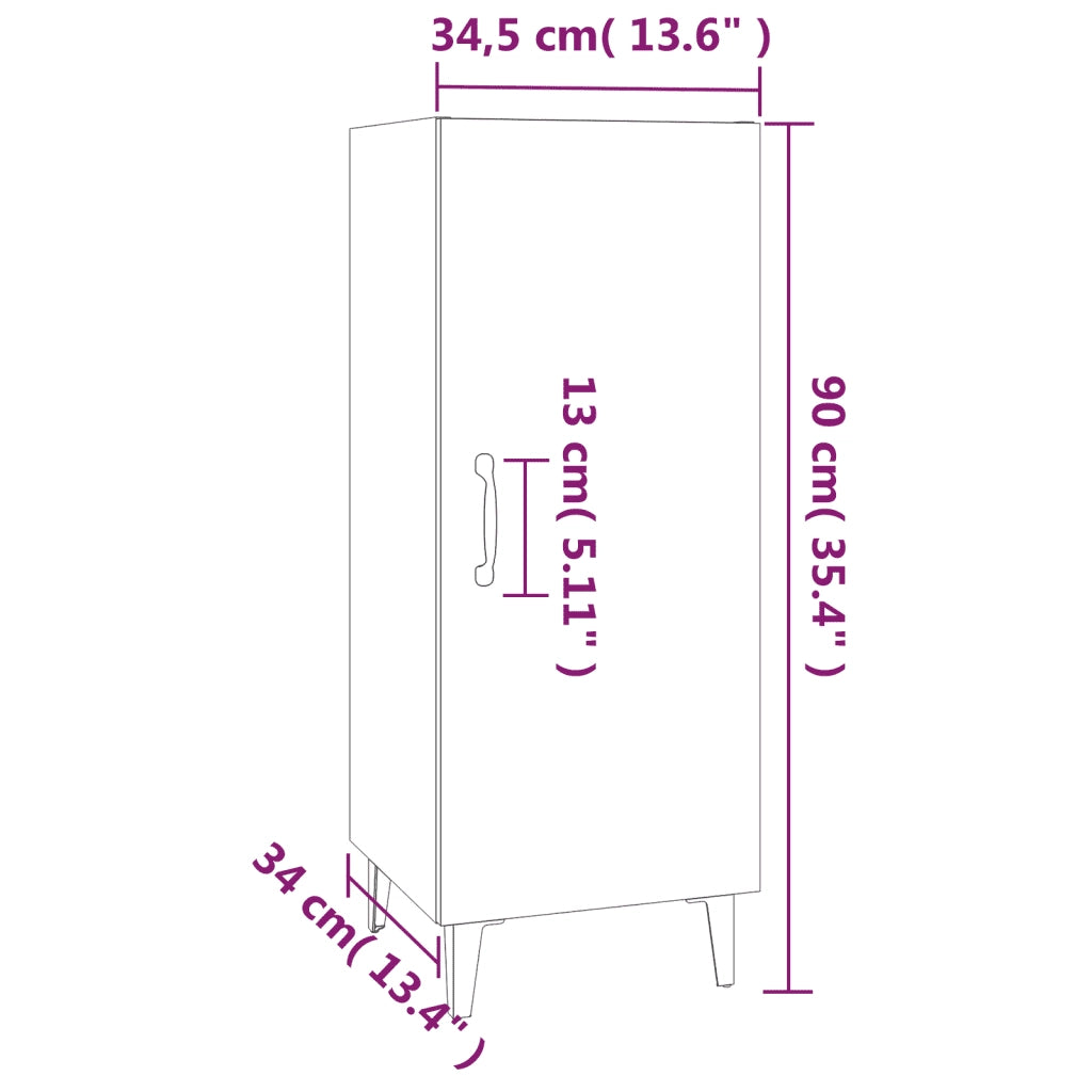 Credenza Rovere Marrone 34,5x34x90 cm in Legno Multistrato 817407