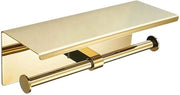 Doppio supporto per carta igienica dorato Elegante finitura dorata Pianchetto di stoccaggio pratico Installazione semplice