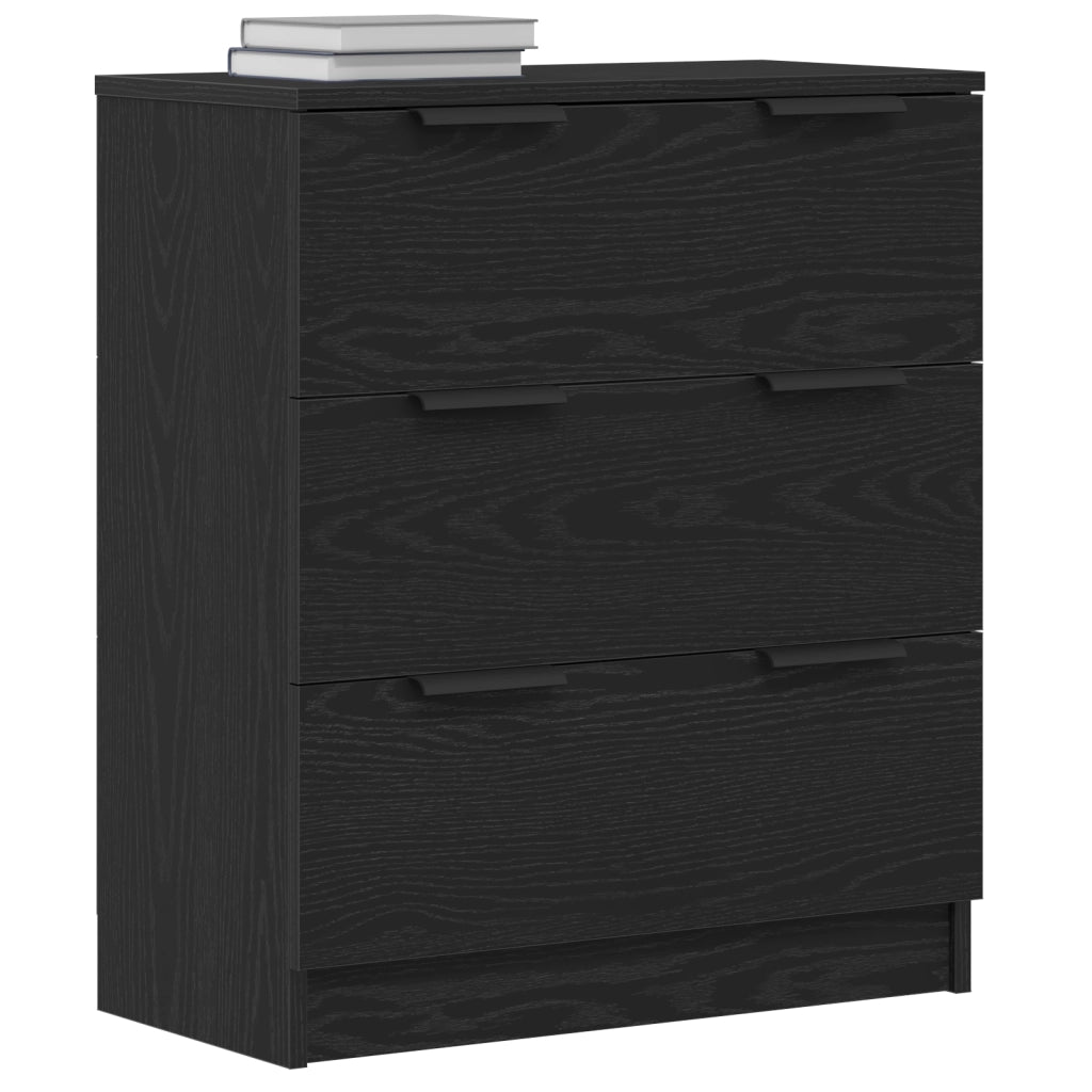 Credenza nera in rovere 60x30x70 cm in legno ingegnerizzato