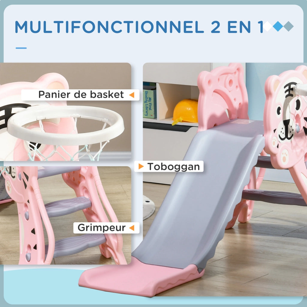 Toboga per bambini con canestro basket tema tigre ¨C zephmum ¨C rosa 18-36 mesi