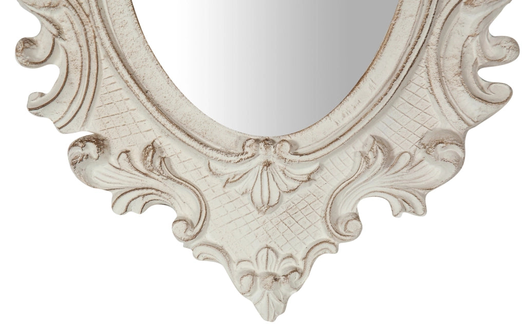 Biscottini Specchiera da parete in legno finitura bianco anticato L32xPR3,5xH38 cm Made in Italy