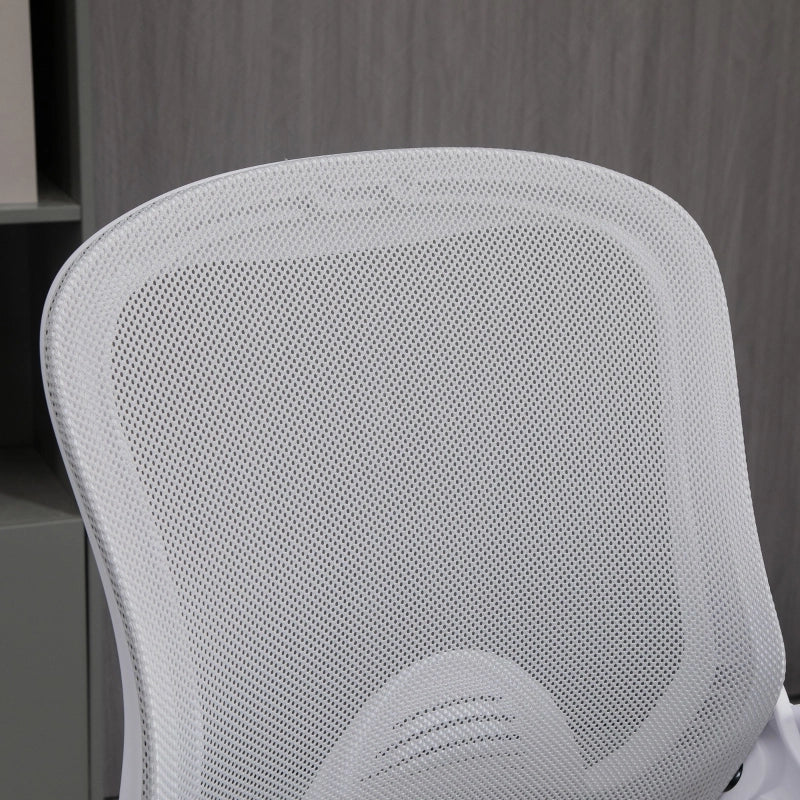 Sedia da ufficio ergonomica girevole con braccioli ribaltabili e poggiapiedi regolabile in rete grigio chiaro