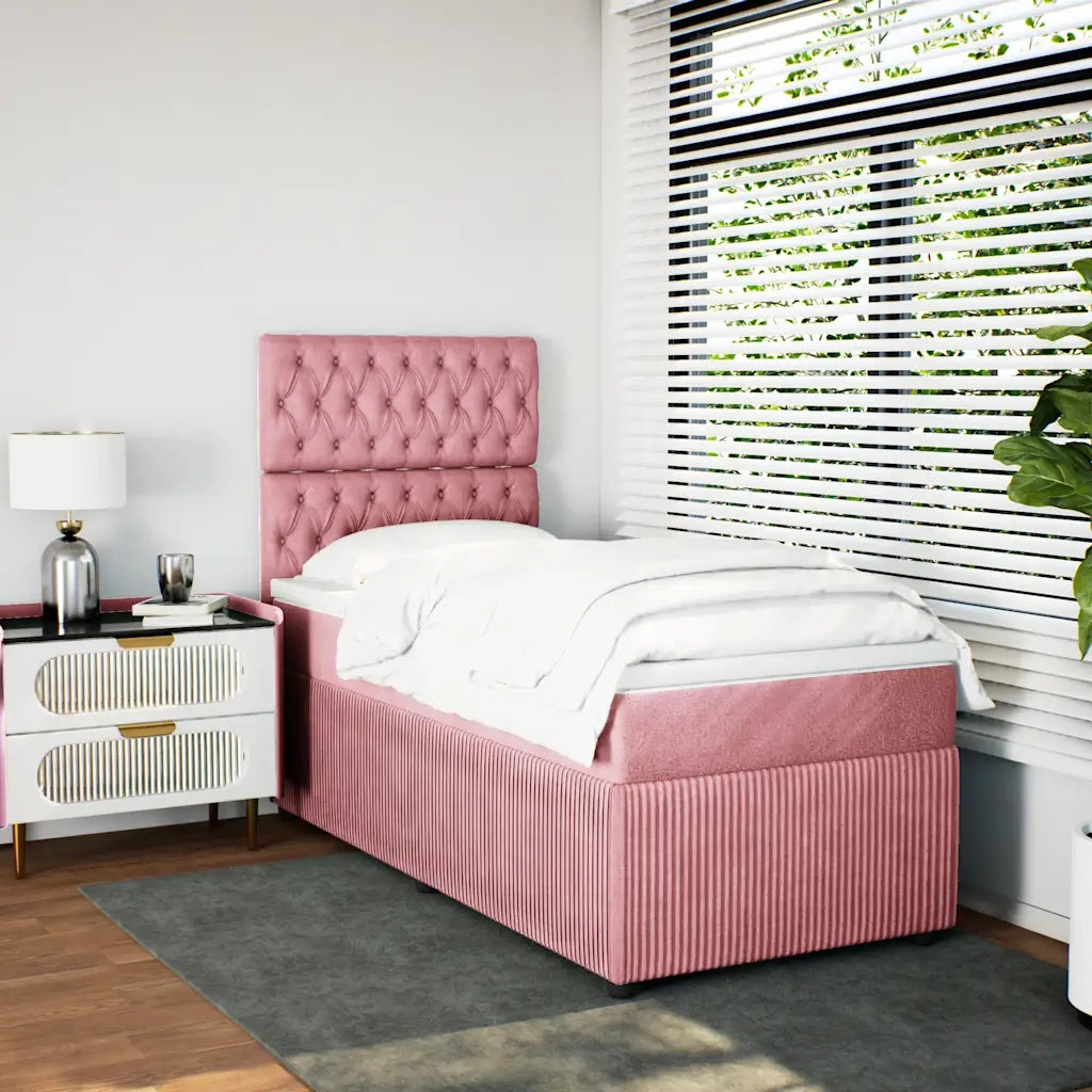 Giroletto a Molle con Materasso Rosa 90x200 cm in Velluto