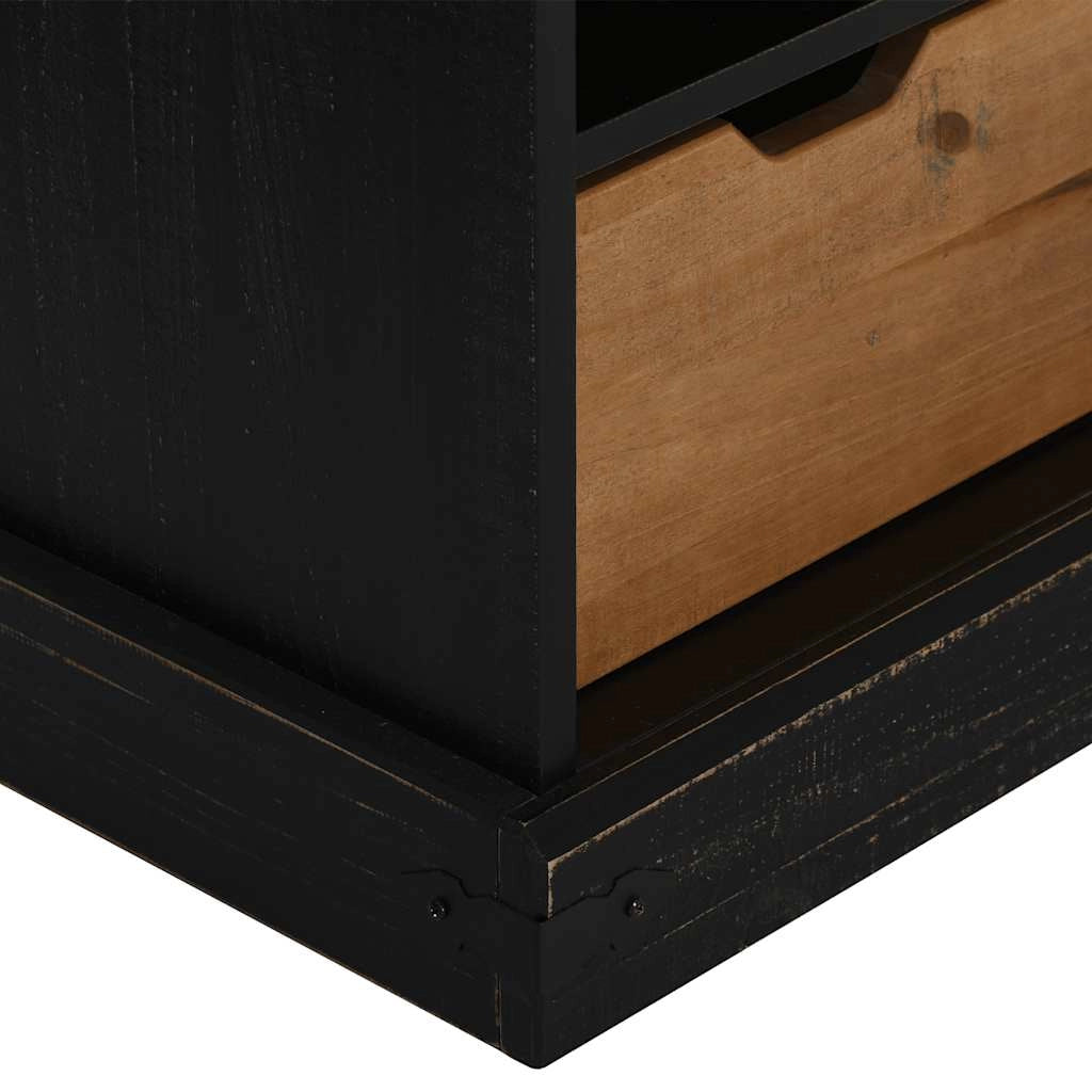 Mobile porta TV HALDEN con anta scorrevole e due cassetti 110 x 40 x 60 cm stile rustico legno nero 02_0057823