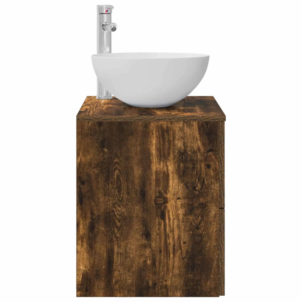 Mobiletto con Lavabo a Parete Rovere Fumo 49,5 x 35 x 63 cm 890258