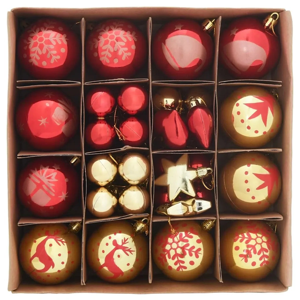Set di Palle di Natale 40 pz Oro e Rosso Plastica CFW7248076