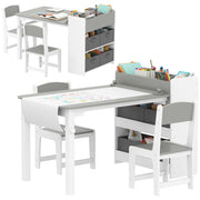 Tavolo con sedie bambini ¨C zephmum ¨C legno, grigio, con cassetti e scaffali