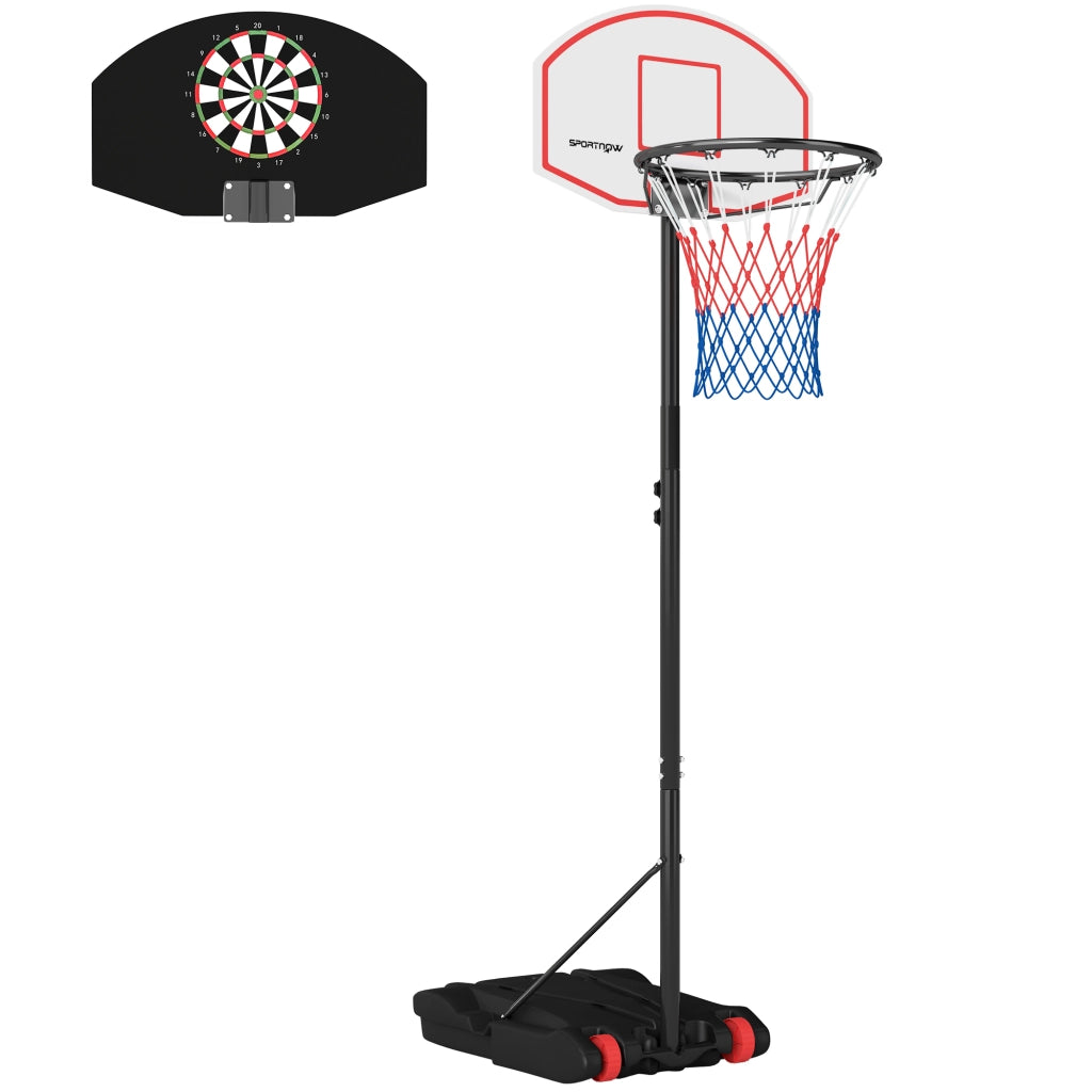 Canasta da Basket con Tavolo da Dardo Altezza Regolabile ¨C zephmum ¨C Nero 74x55x210-247 cm