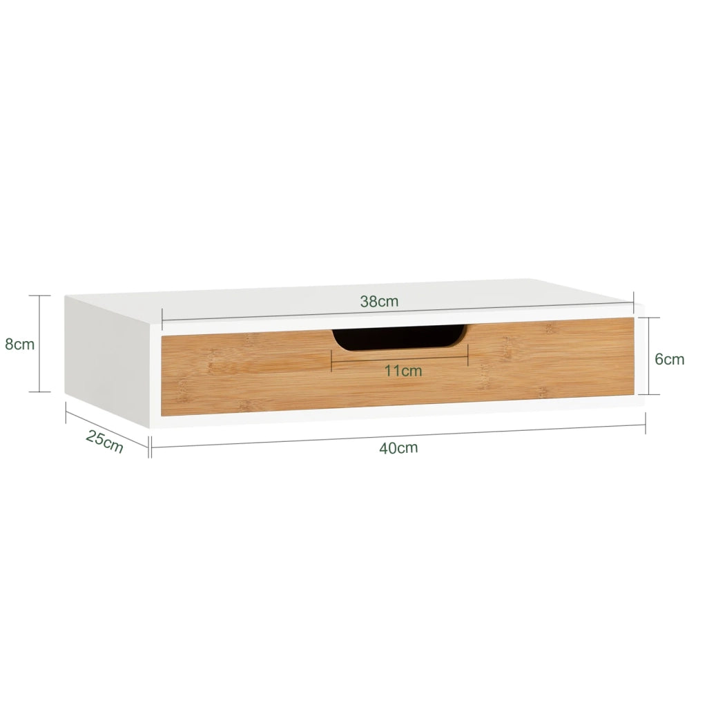Mensola Da Muro Libreria Mensola Con Cassetto Bianco 40 x 24 x 8 cm FRG92-WN