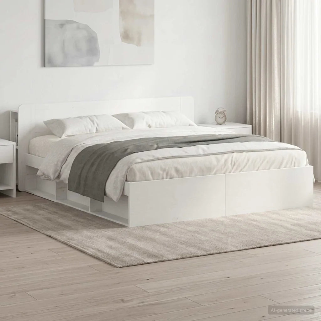 Telaio del letto con storage con testiera Bianco 180 x 200 cm