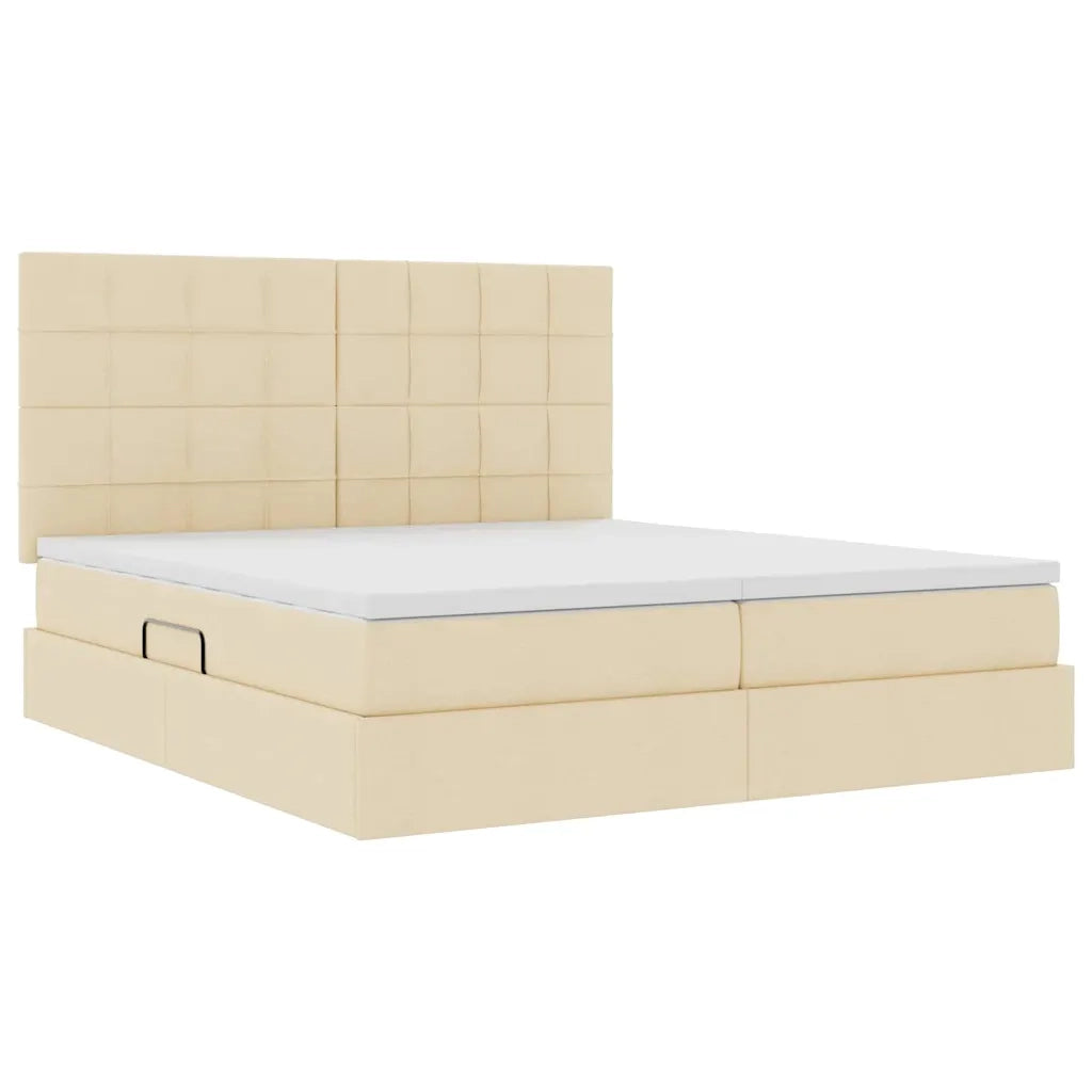 Letto con Contenitore Crema 200 x 200 cm Pelle Sintetica