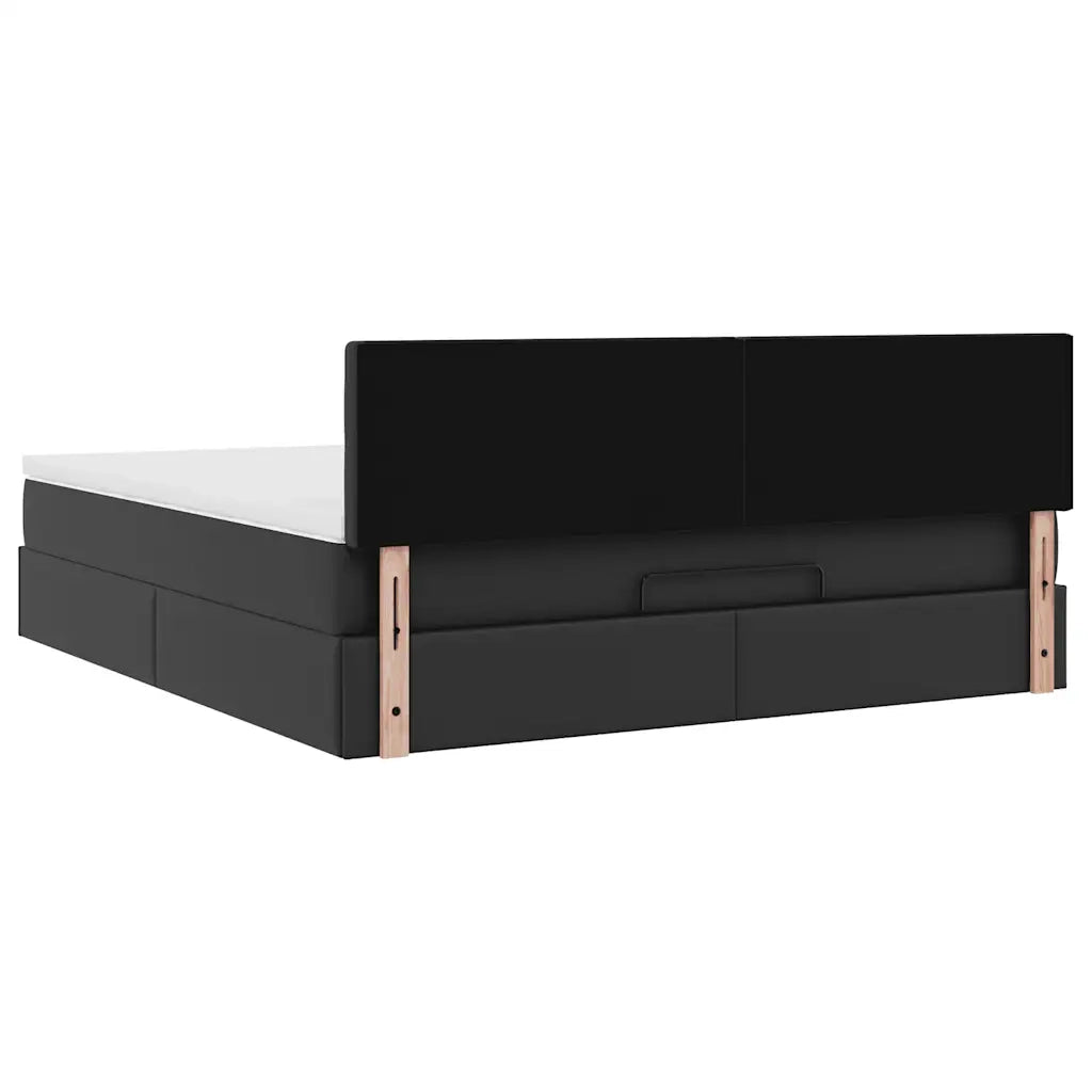 Pouf Letto con Materassi e LED Nero 160x200cm Similpelle