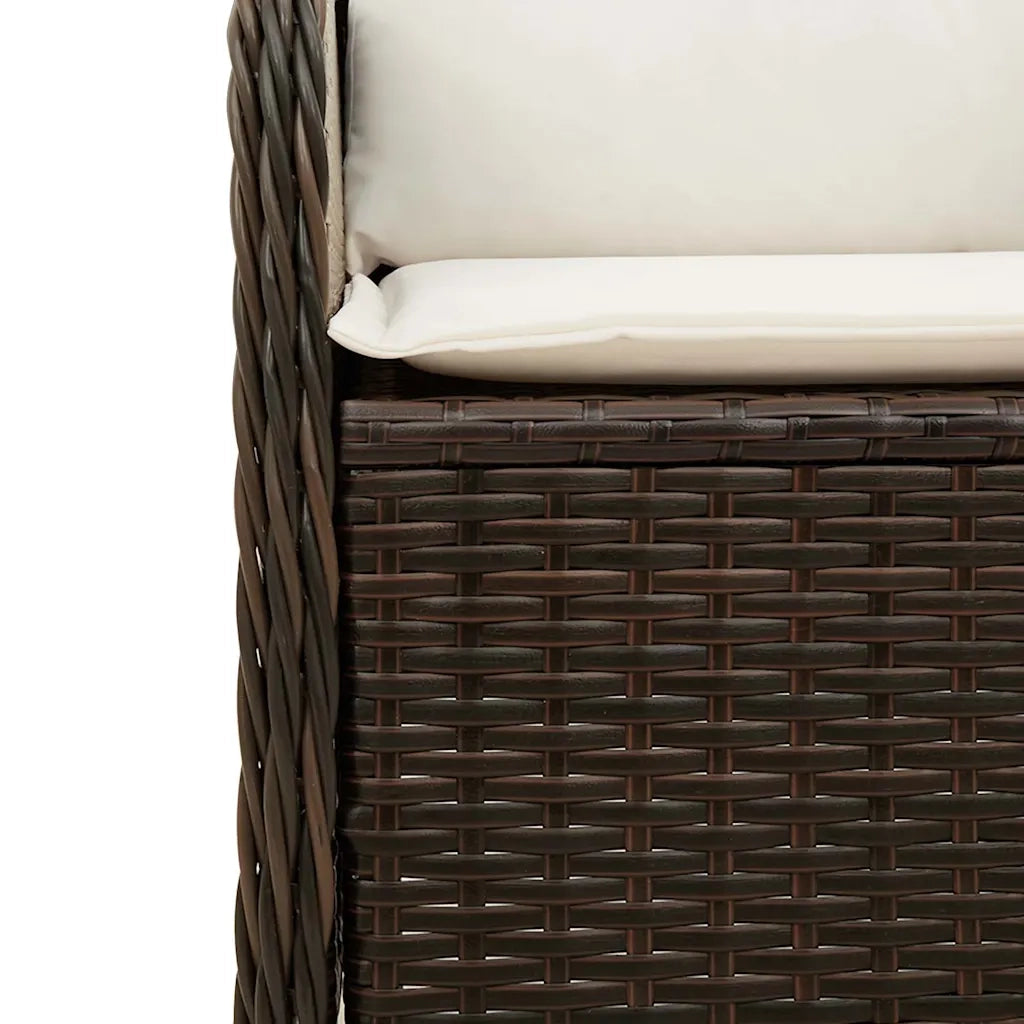 Panca Reclinabile da Giardino con Cuscini-Sgabello-Sedia da esterno Marrone in Polyrattan 485109