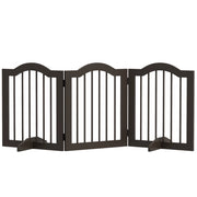 Cancellino per Cani Pieghevole a 3 Sezioni in Legno, 154.5x29.5x61cm, Caff¨¨