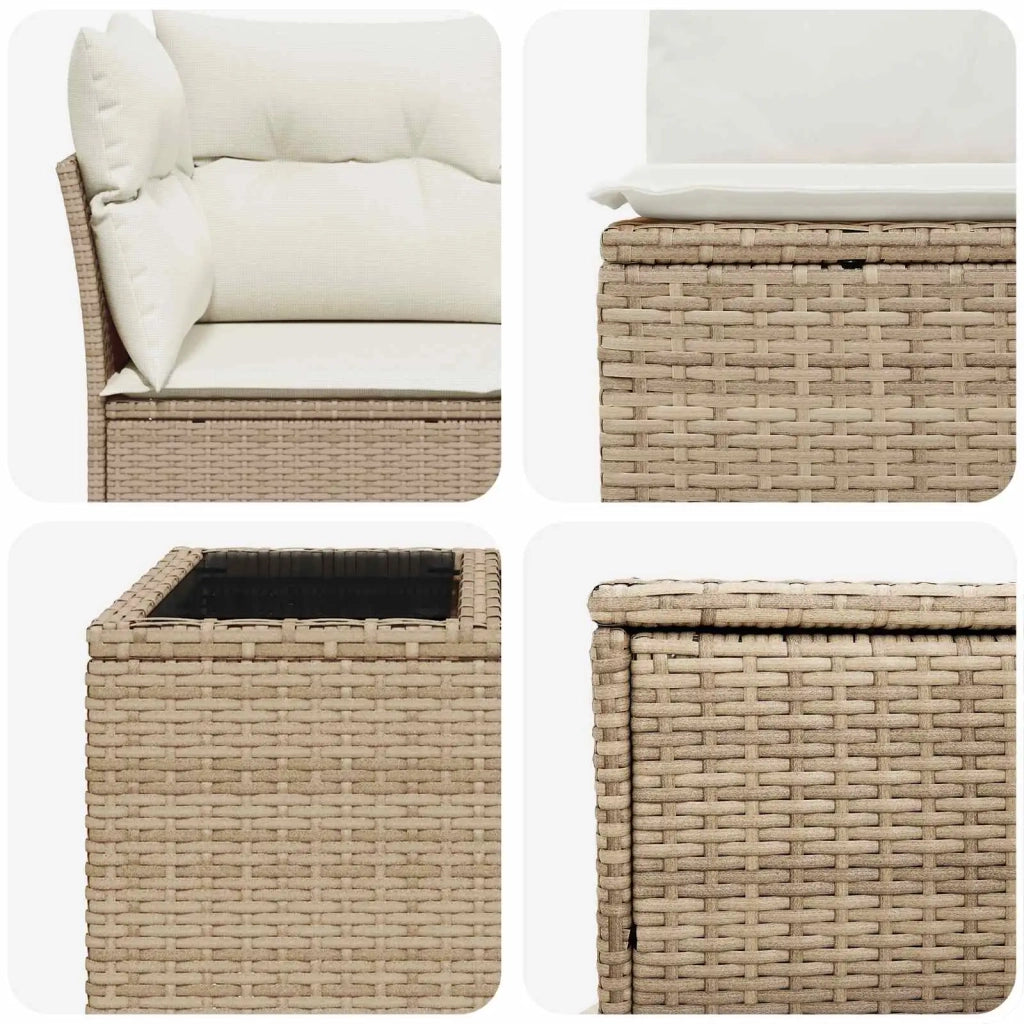 Set di divani 8 pz Beige e Bianco Crema 3448284