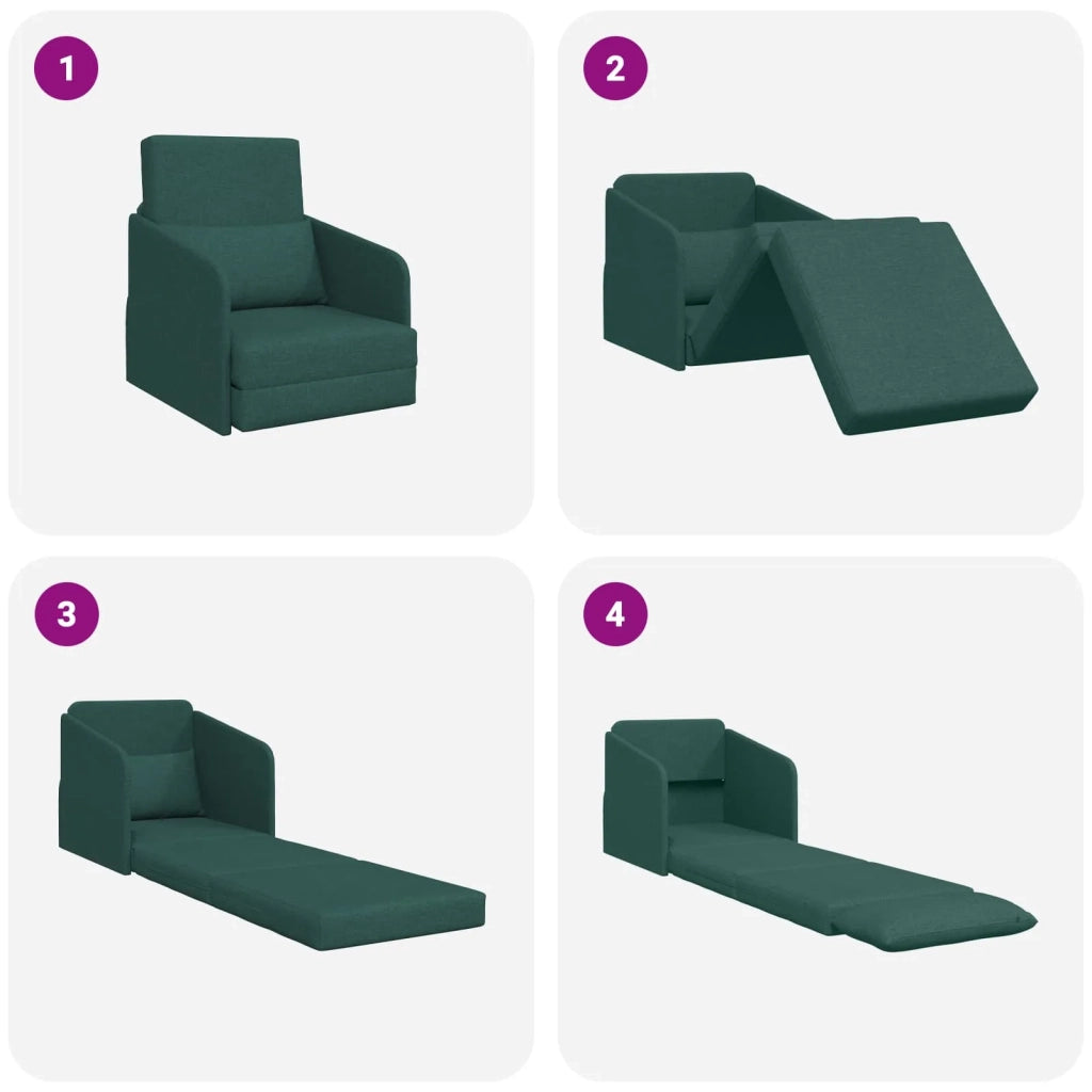 Divano letto | Sof¨¤ letto | Letto singolo Verde Scuro 65 x 80 x 83 cm Tessuto