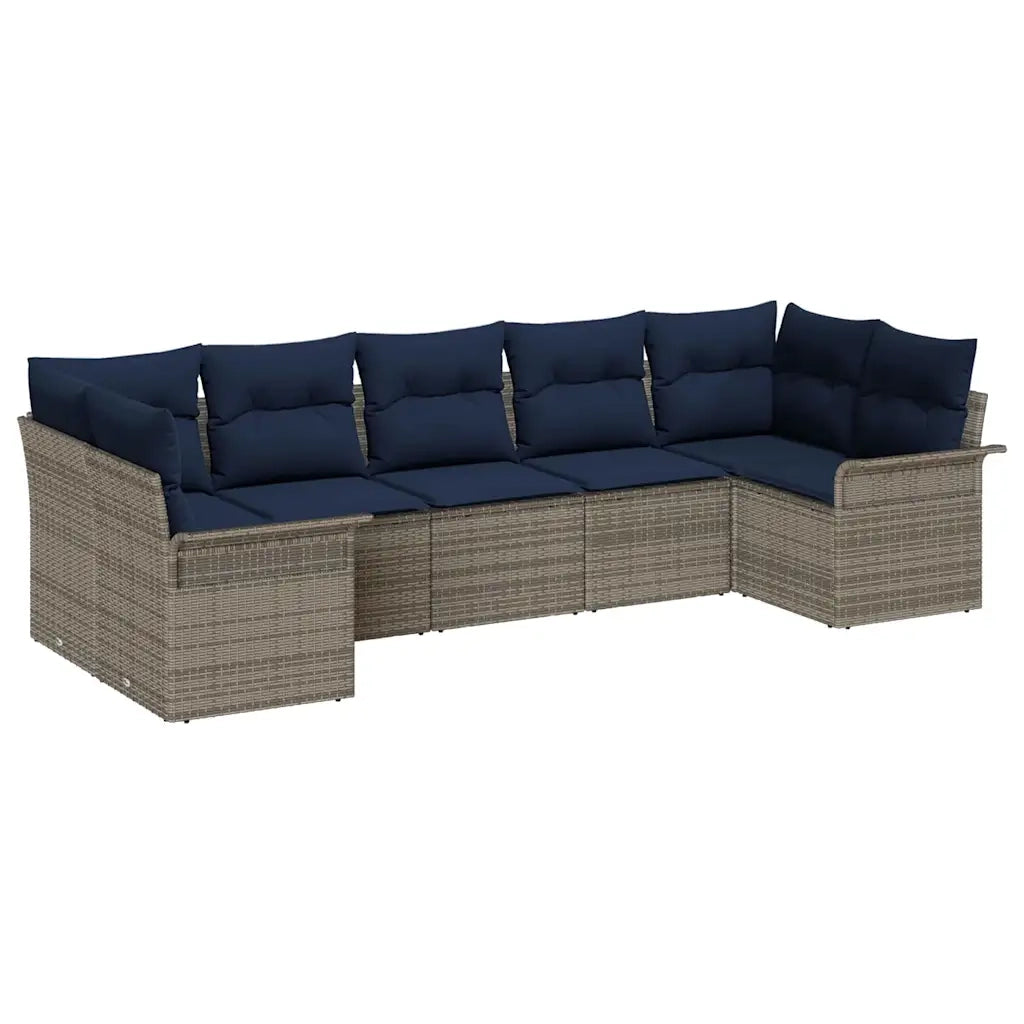 Set Divano da Giardino 7 pcs Grigio Poly Rattan 3354184