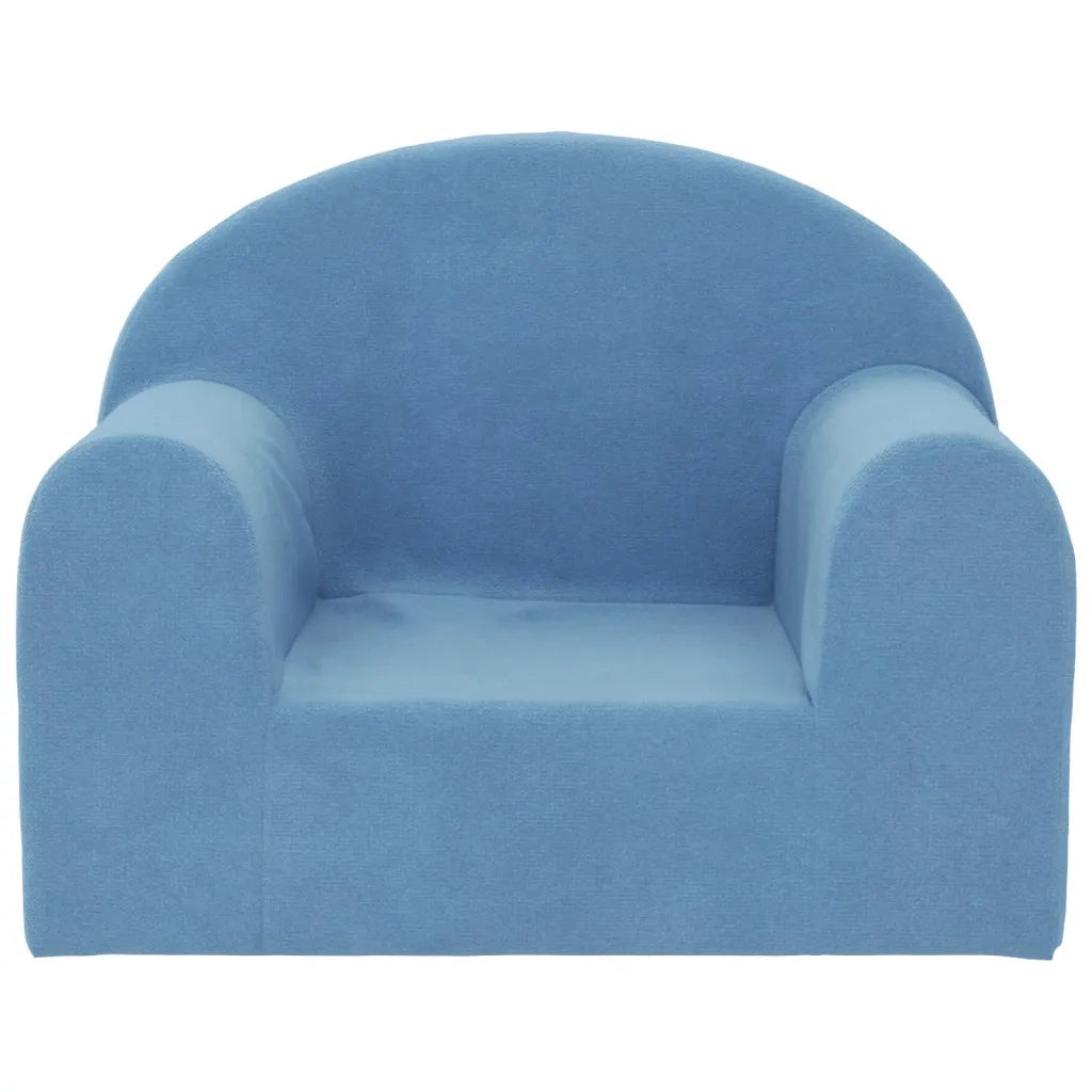 Divano per Bambini-Sofa-Divanetto Blu in Morbido Peluche 167124
